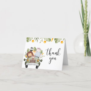 Safari jungle animals baby shower thank you card