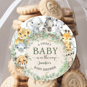 Safari Jungle Animals Baby Shower Tropical Classic Round Sticker