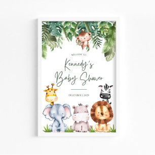 Safari Jungle Animals Baby Shower Welcome Sign