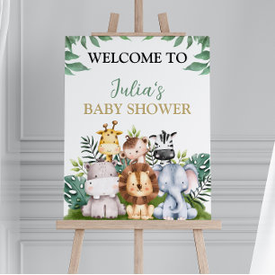 Safari Jungle Animals Baby Shower Welcome Sign