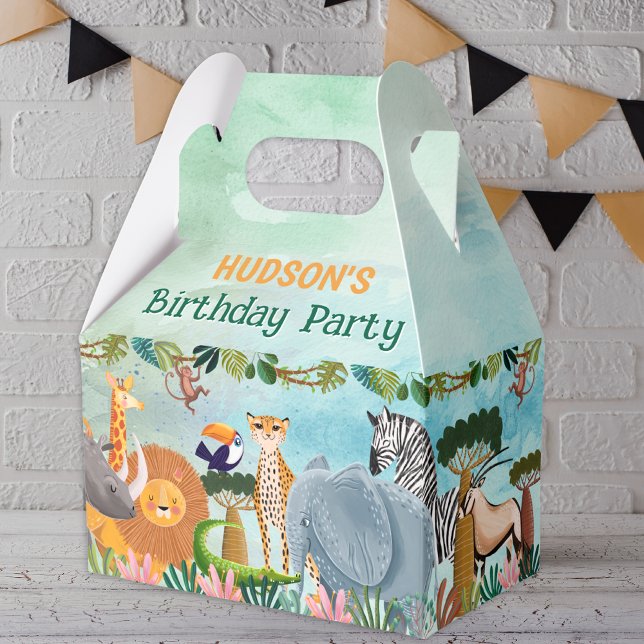 Safari jungle animals birthday custom favour box (Creator Uploaded)
