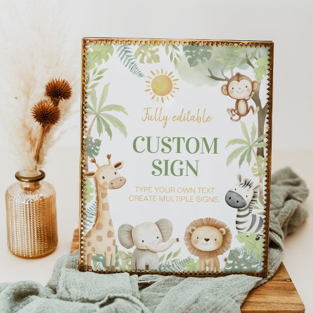 Safari Jungle Animals Birthday Party Table Sign (Creator Uploaded)