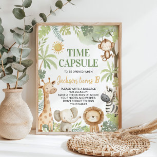 Safari Jungle Animals Birthday Time Capsule Sign