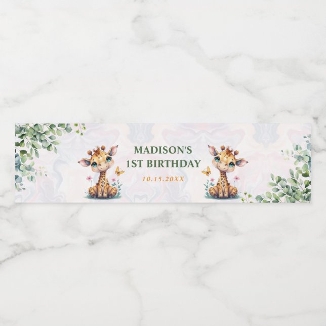 Safari Jungle Animals Birthday Water Bottle Label (Single Label)