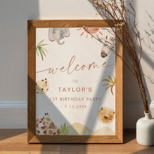 SAFARI Jungle Animals Birthday Welcome Poster
