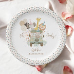 Safari Jungle Animals Boho Baby Shower Paper Plate<br><div class="desc">A Safari truck with the cutest little wild animals and festive balloons makes an ideal place setting for your boho baby shower safari theme.  Please check out our matching baby shower invitation set,  and more on this page.</div>