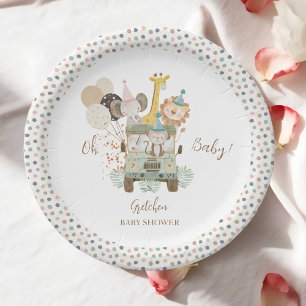 Safari Jungle Animals Boho Baby Shower Paper Plate