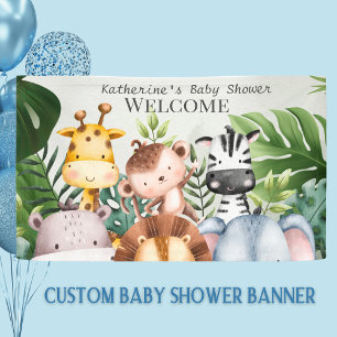  Safari Jungle  Animals Boy Tropical  Baby Shower  Banner