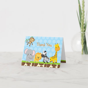 Safari Jungle Animals Folded Thank You Note Cards