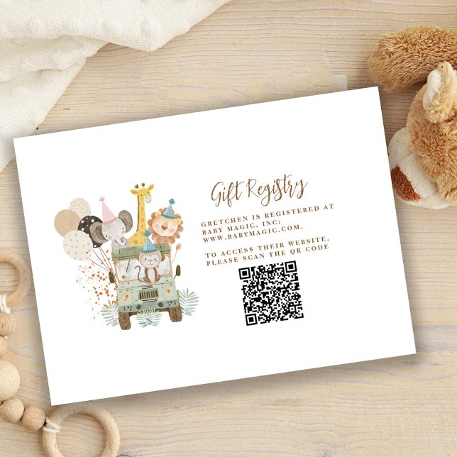 Safari Jungle Animals Gift Registry Enclosure Card (Creator Uploaded)