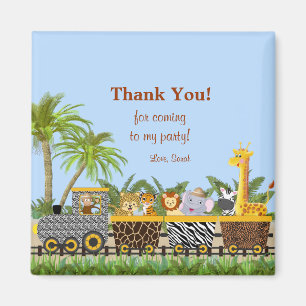 Safari Jungle Animals in Train Thank You Magnet