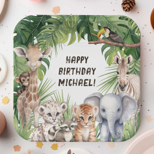 Safari Jungle Animals themed kids birthday Paper Plate