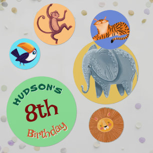 Safari jungle animals watercolor birthday confetti