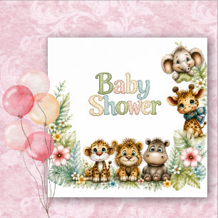 Safari Jungle Animals Watetrcolor Baby Shower Napkin