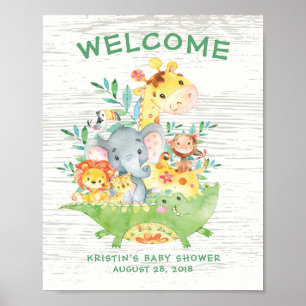 Safari Jungle Animals Welcome Baby Shower Poster