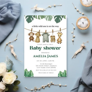 Safari Jungle Animals wild one boy Baby Shower Invitation