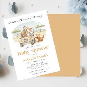 Safari Jungle Animals wild one boy Baby Shower Invitation