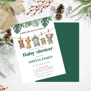 Safari Jungle Animals wild one boy Baby Shower Invitation