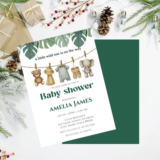 Safari Jungle Animals wild one boy Baby Shower  Invitation (Creator Uploaded)