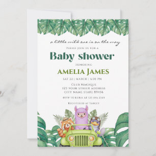 Safari Jungle Animals wild one boy Baby Shower Invitation