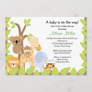 Safari Jungle Baby Animails Baby Shower Invitation