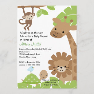 Safari Jungle Baby Animails Baby Shower Invitation
