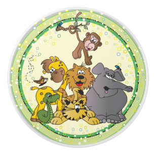 Safari Jungle Baby Animals Ceramic Knob