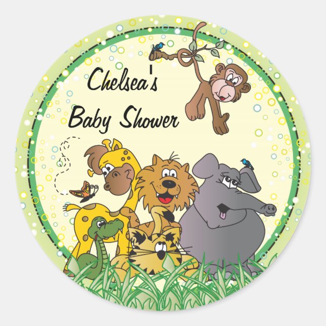 Safari Jungle Baby Animals Classic Round Sticker (Front)