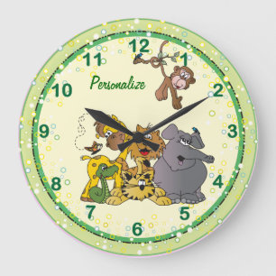 Safari Jungle Baby Animals Large Clock