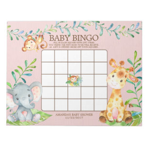 Safari Jungle Baby Shower Bingo Game Notepad