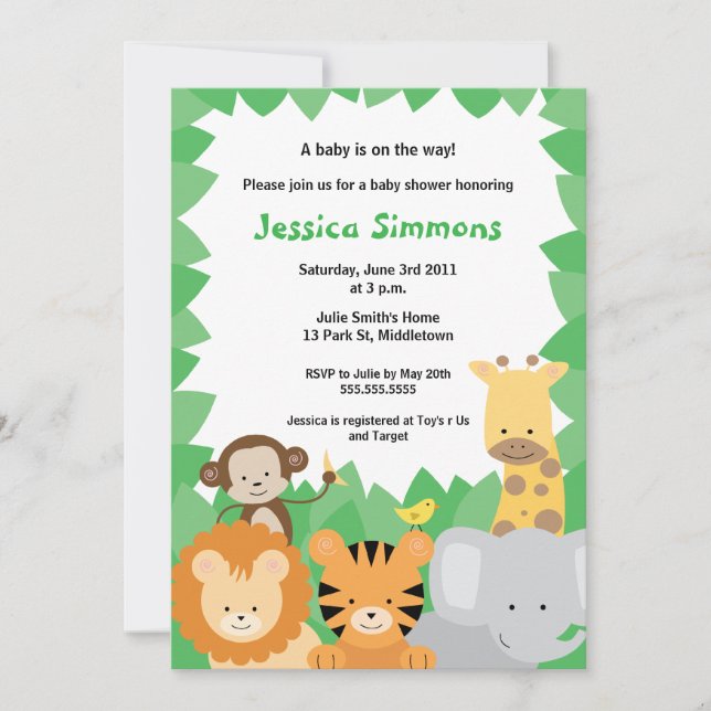 Safari Jungle Baby Shower - Boy/Girl Invitation (Front)