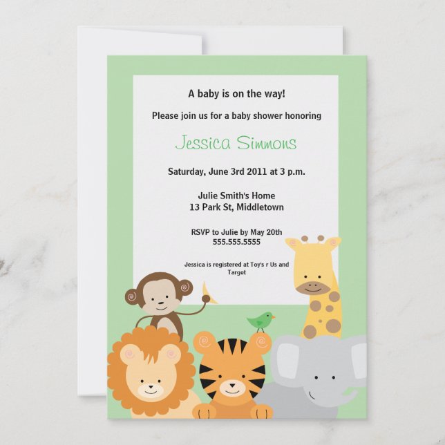 Safari Jungle Baby Shower - Boy/Girl Invitation (Front)