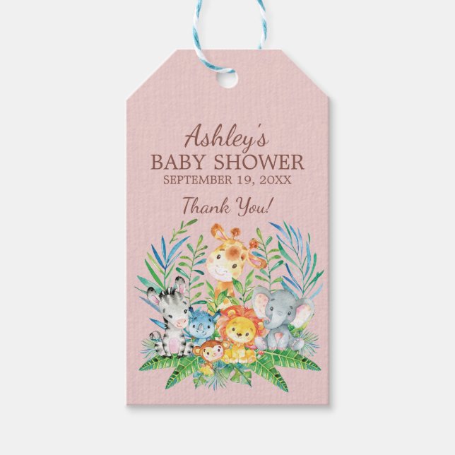 Safari Jungle Baby Shower Favour Gift Tag (Front)