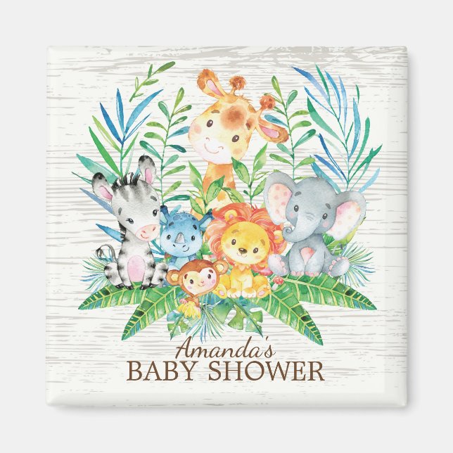 Safari Jungle Baby Shower Favour Magnet (Front)