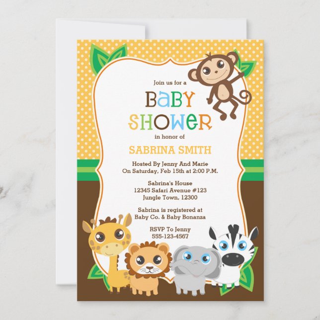 Safari Jungle Baby Shower Invitation (Front)