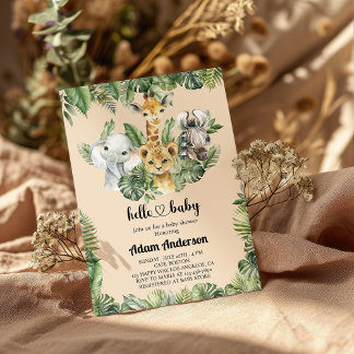 Safari Jungle Baby Shower Invitation – Cute Animal