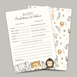 Safari Jungle Baby Shower Prediction Game Card