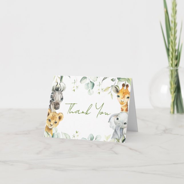 Safari Jungle Baby Shower Thank You Card (Front)