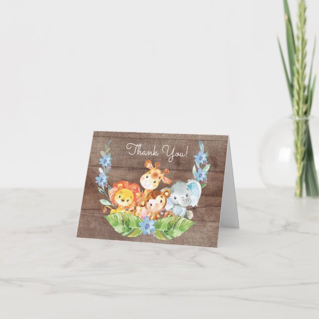 Safari Jungle Baby Shower Thank You Note Card (Front)