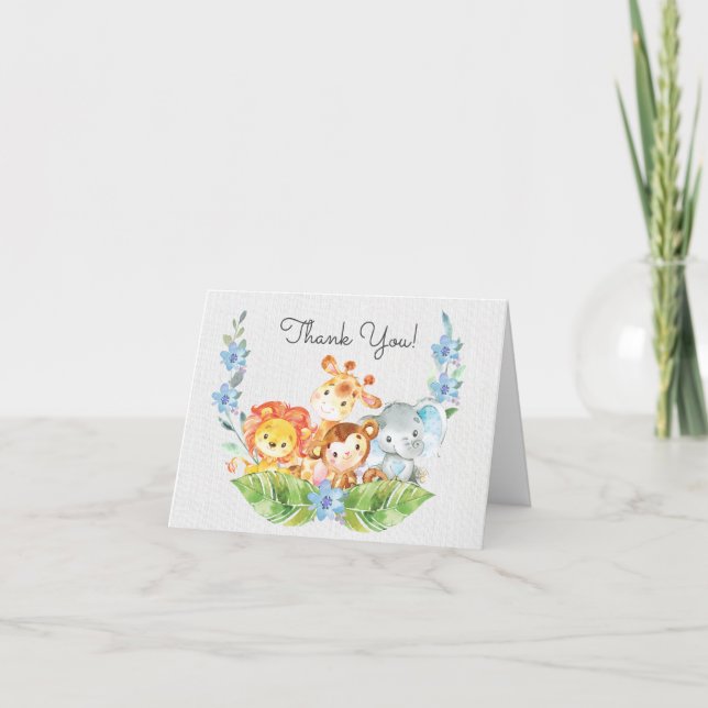 Safari Jungle Baby Shower Thank You Note Card (Front)