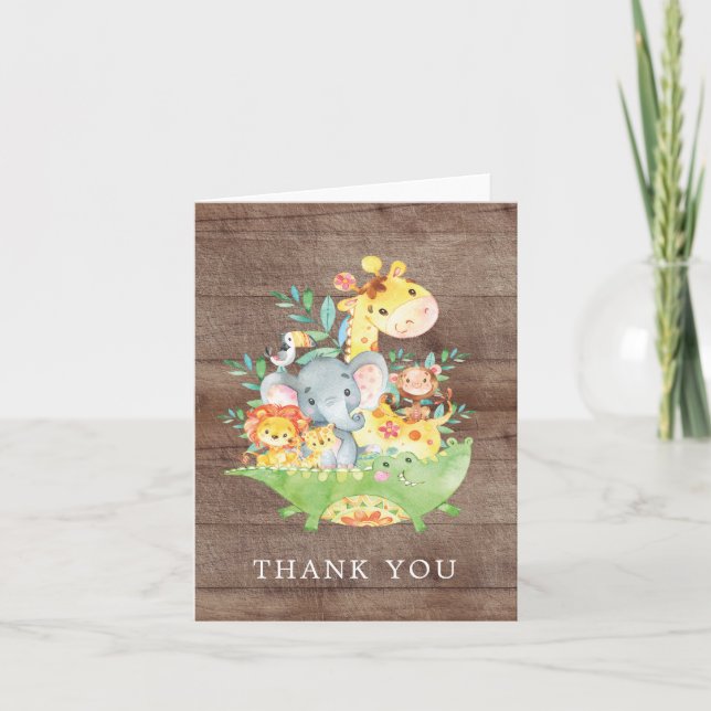 Safari Jungle Baby Shower Thank You Note Card (Front)