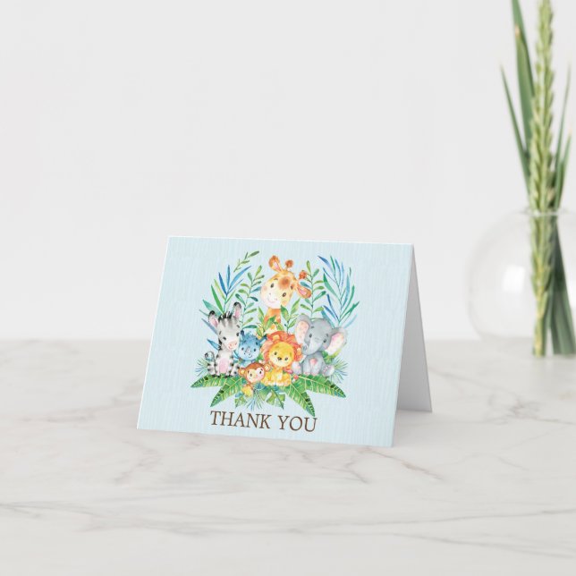 Safari Jungle Baby Shower Thank You Note Card (Front)