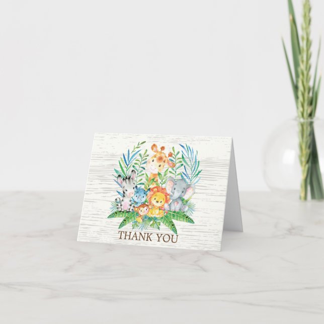 Safari Jungle Baby Shower Thank You Note Card (Front)