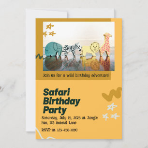 Safari Jungle Birthday – Editable Watercolor  Invitation