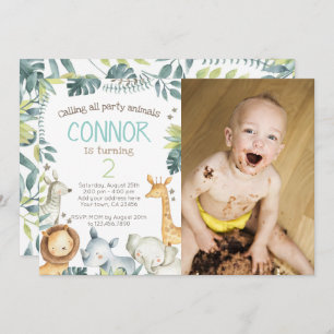 Safari Jungle Birthday Invitation with Photo