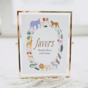 Safari Jungle Birthday Party Favours Sign
