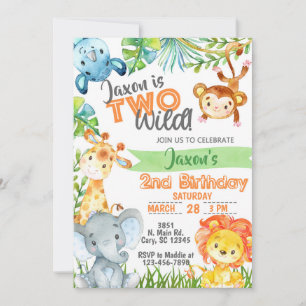 Safari Jungle boy 2nd birthday invitation. Invitation