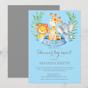 Safari Jungle Boy Baby Shower by Mail Invitation
