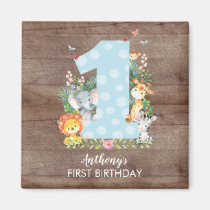 Safari Jungle Boys first Birthday Favour Magnet