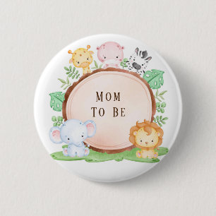 Safari Jungle Cartoon Animal Baby Shower Mum To Be 6 Cm Round Badge